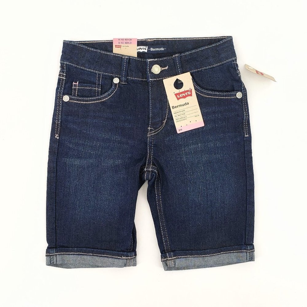 LEVI'S nwt Sparkly Shine Classic Bermuda Dark Wash Shorts 6X